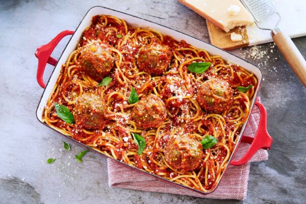 Meatballs With Spaghetti Pasta Tray